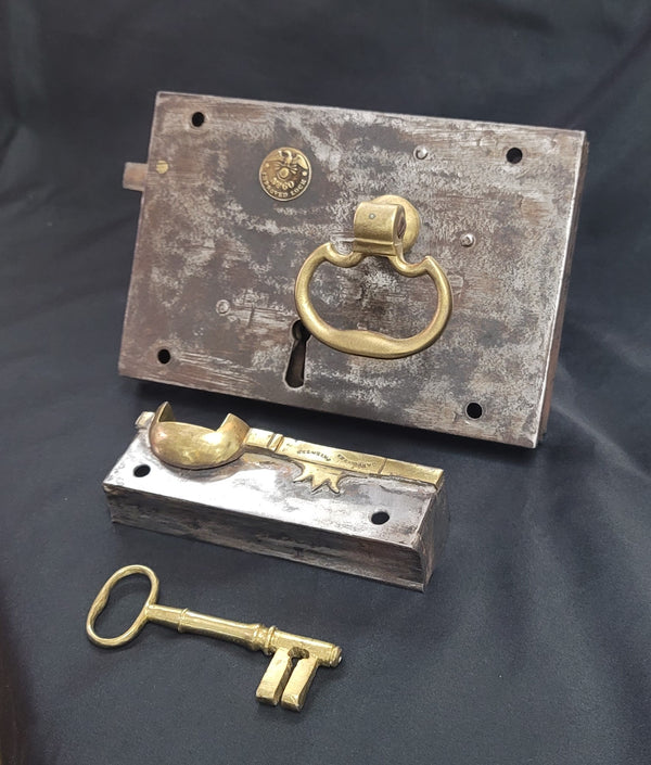 Restored 1800s Left Carpenter #60 Lock Set Key Keeper & More 7"x 4 3/4" GS00867