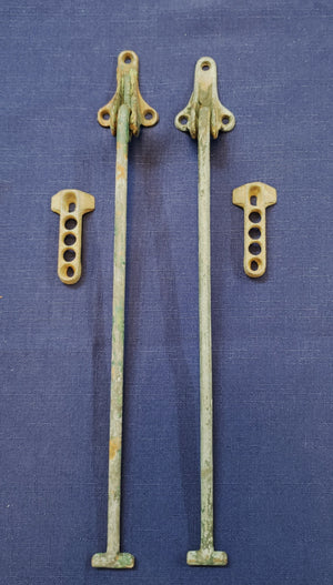 Pair of Vintage Iron Shutter Dogs w/ Keepers 15