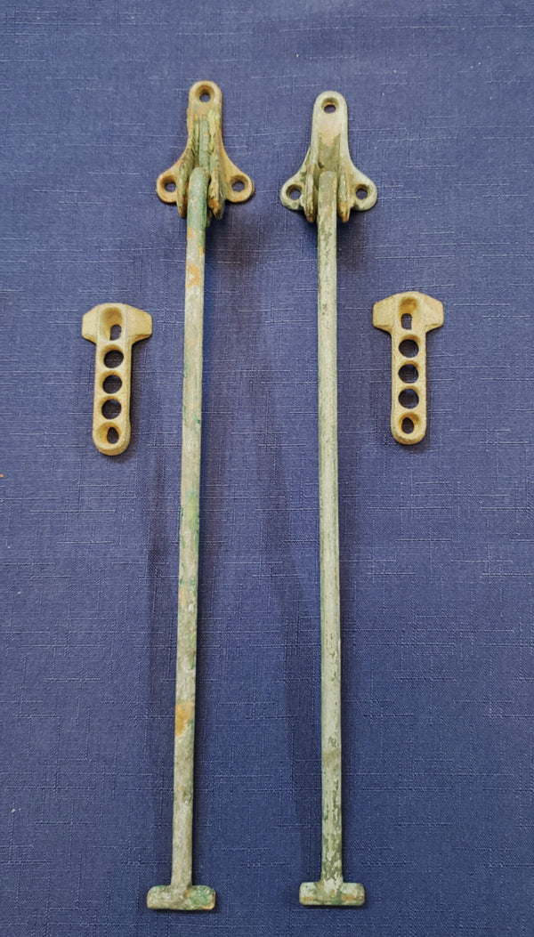 Pair of Vintage Iron Shutter Dogs w/ Keepers 15" Long GS00627 - 6 Pairs Avail
