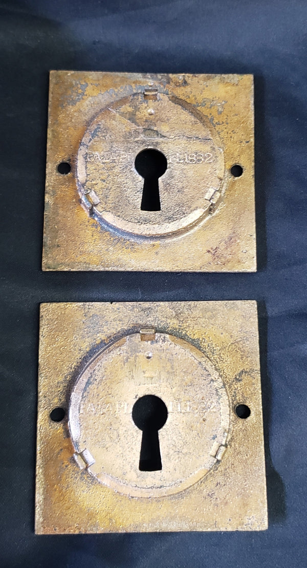 Restored 1870's Eastlake Victorian Pocket Door Lock Set w/ Key & More GS010925