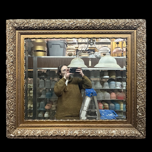 Antique 19th Century Gilt Wood Framed Mirror w/ Beveled Glass GA20851