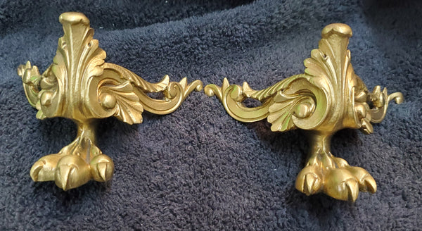 Ornate Solid Brass Claw Foot Furniture Feet w/ Feathers 3 5/8"x 2 5/8" GAM04