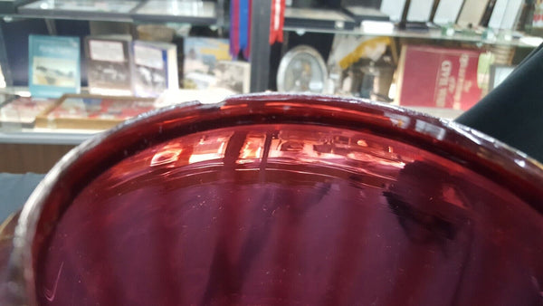Victorian Cranberry Glass Globe w/ Top Brass Crown 8 1/4" x 7" GS00738