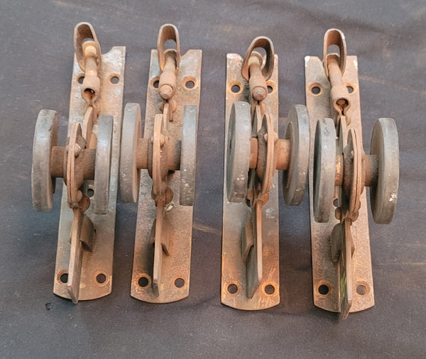4 Cast Iron Pocket Door Wheel Rollers w/ Screws GS00642