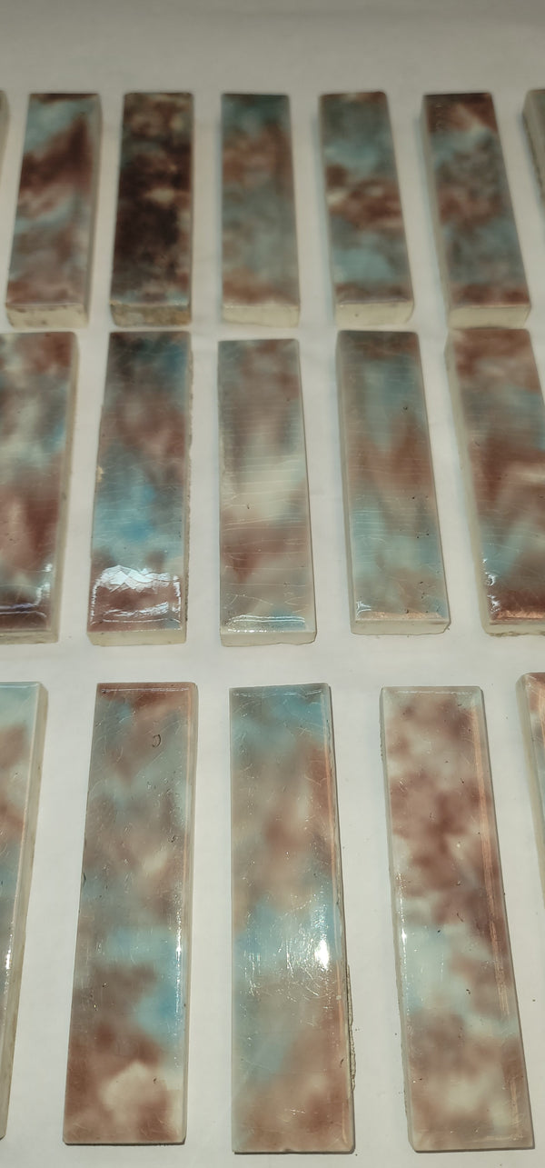 Vintage Lot of 27 Trent Mottled Ceramic Fireplace Tiles 4 1/4" x 1" GS00679