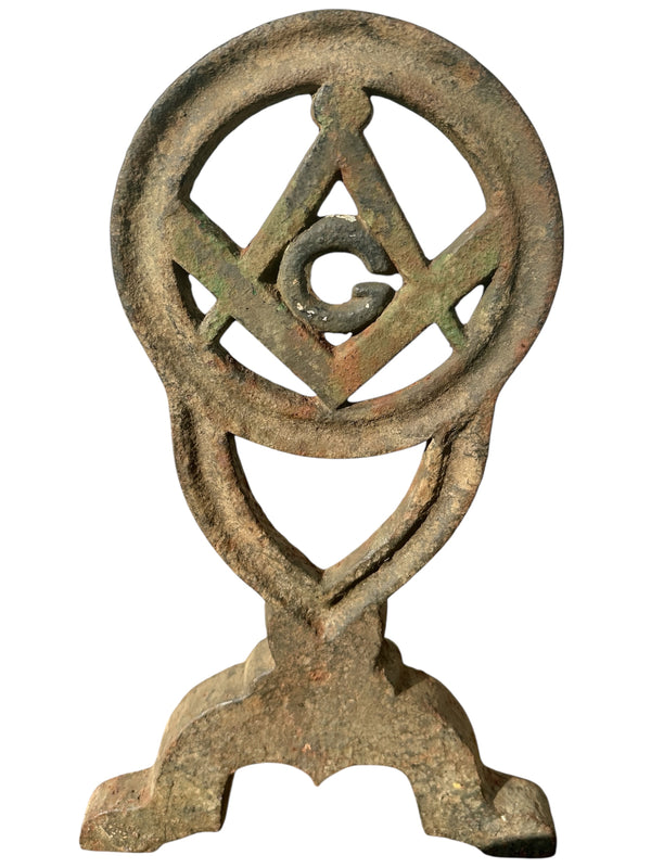 RARE Pair of Restored Masonic Cast Iron Andiron GA20591