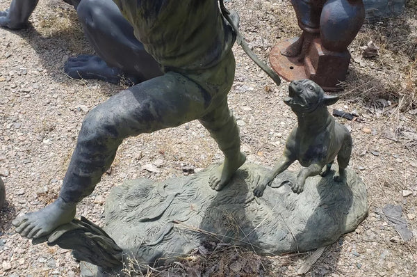 Bronze Statue of Boy & His Dog Flying a Kite GS00100