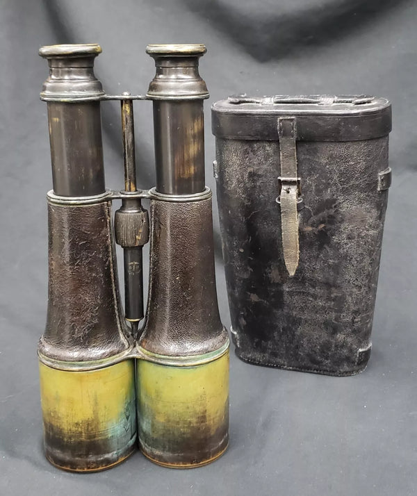 Civil War Era Bardou & Son Paris Brass Field Binoculars & Leather Case GA9658