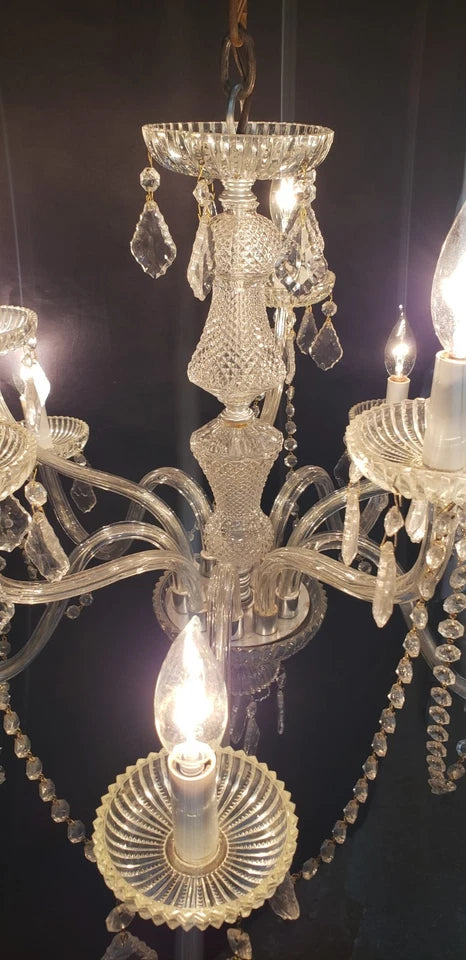 Restored Ornate 10 Light Crystal Prism Chandelier 26" x 21"  GS00414