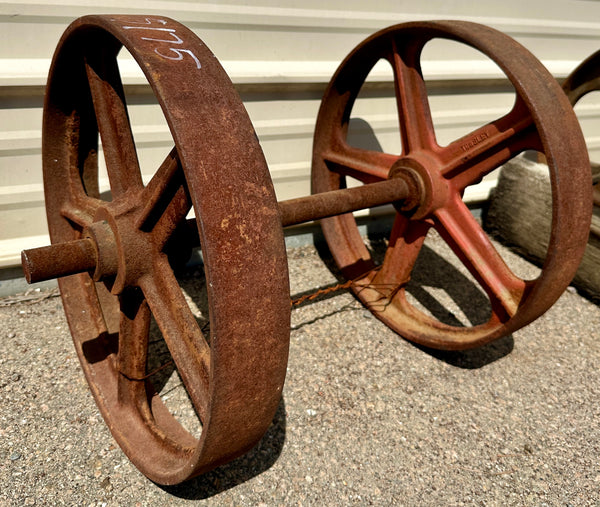 Pair of Industrial Cast Iron Cart Wheels GA20946