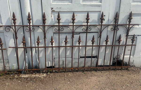 Ornate Antique Wrought Iron Fence Panels with Double Finials GA21213