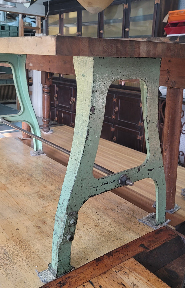 Custom Butcher Block Table Top w/ Industrial Cast Iron Legs 60" x 30" GS00838