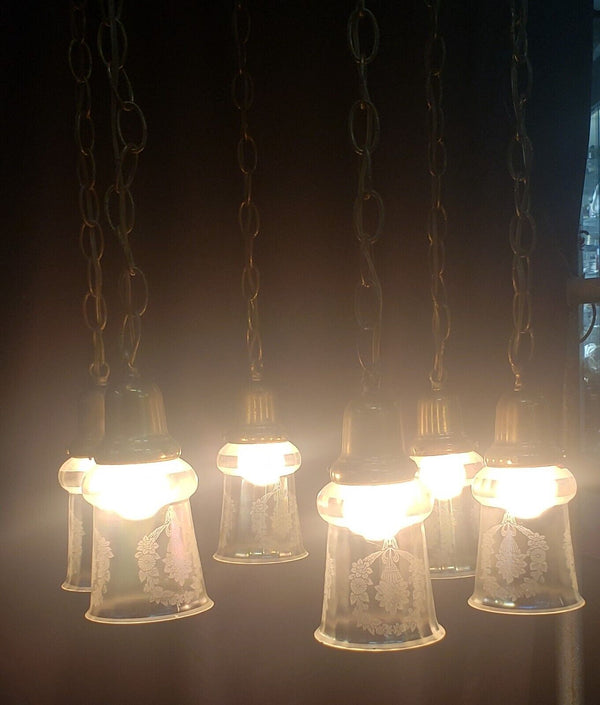Six Light Round Brass Chandelier #GA2029