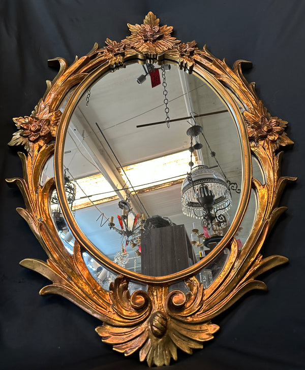 Vintage Regency Gilt Wood Oval Mirror GA20302