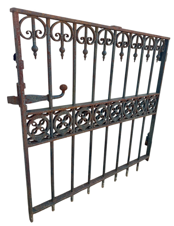 Antique Wrought Iron Victorian Style Garden Gate - 39" W x 39.75" T - GA20972