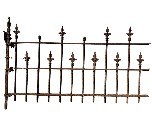 34 Ft of Antique Wrought Iron Fencing w/ Fleur-de-lis Finials GA20988