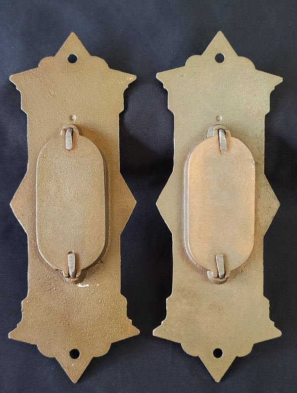 Pair of Ornate Victorian Eastlake Pocket Door Escutcheon Plates GA259