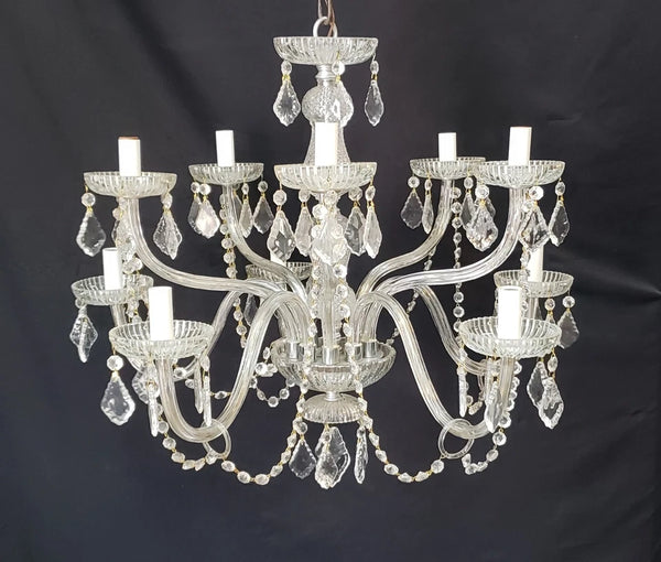 Restored Ornate 10 Light Crystal Prism Chandelier 26" x 21"  GS00414