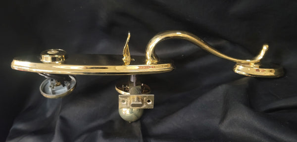 Brass Curved Handle Thumb Latch Hardware Set w/Deadbolt Knob & More GS00884