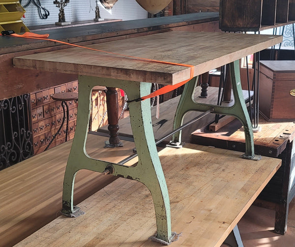 Custom Butcher Block Table Top w/ Industrial Cast Iron Legs 60" x 30" GS00838