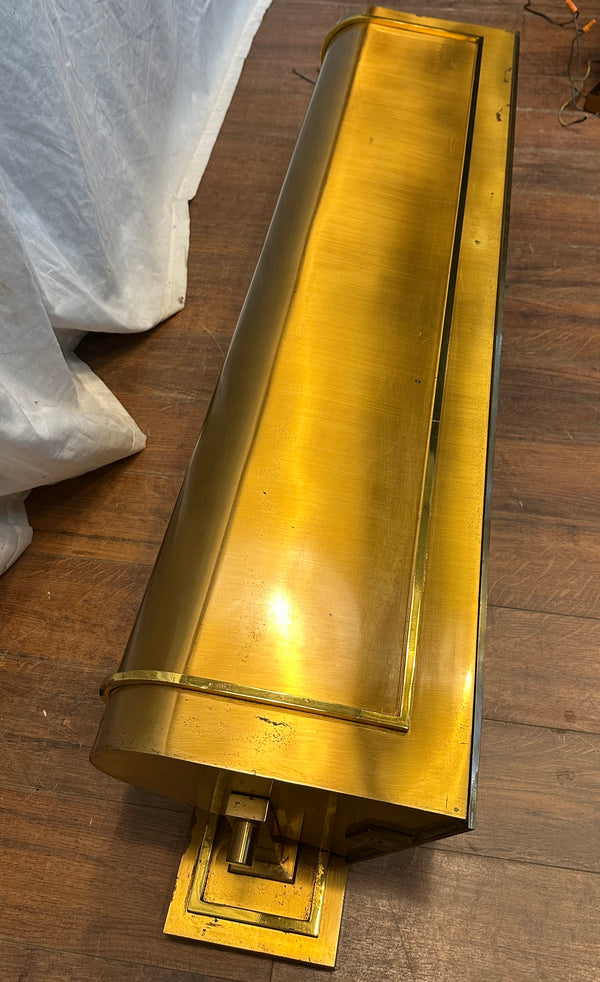 Antique Art Deco Brass Plated & Glass Rod Theater Light Fixture Pair GA20548