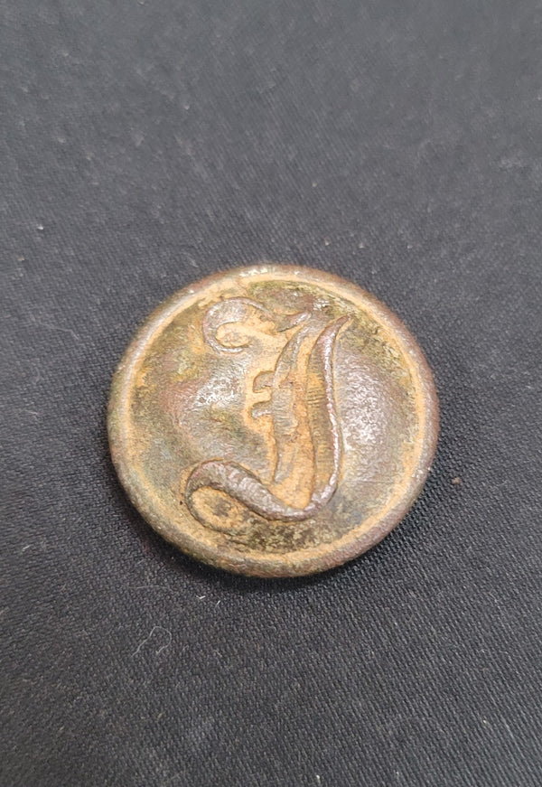 Civil War Confederate Script "I" Infantry Coat Button GS01036