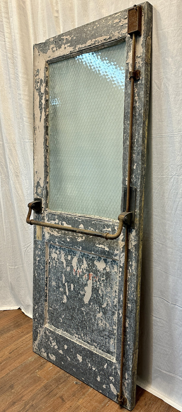 1-Pane Steel Door w/ Chicken Wire Glass & Push Bar GA20551