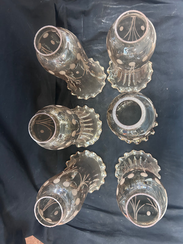 Set of 6 Murano Italian Cut Glass Chandelier Shades GS010983