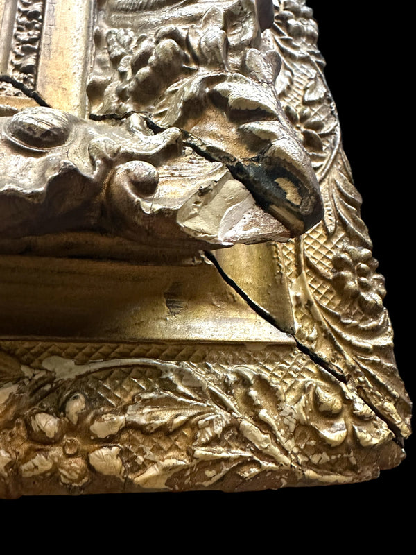 Antique 19th Century Gilt Wood Framed Mirror w/ Beveled Glass GA20851