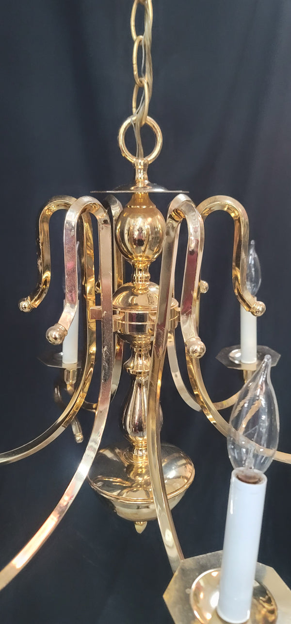 Mid Century Modern 6 Light Brass Chandelier 21" x 27" GS010917