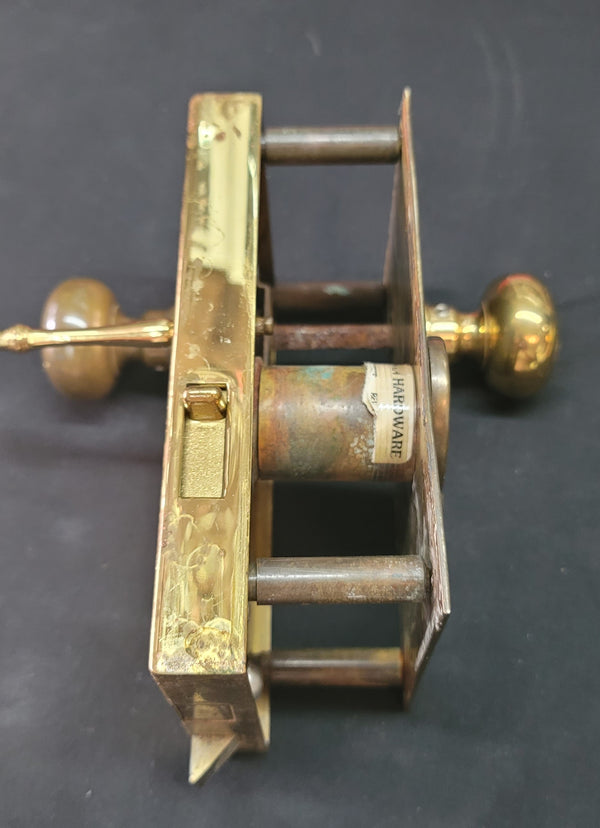 Left Side Brass Rim Lock Set w/ Keeper Key Deadbolt & More 6 3/4" x 4"GS00683