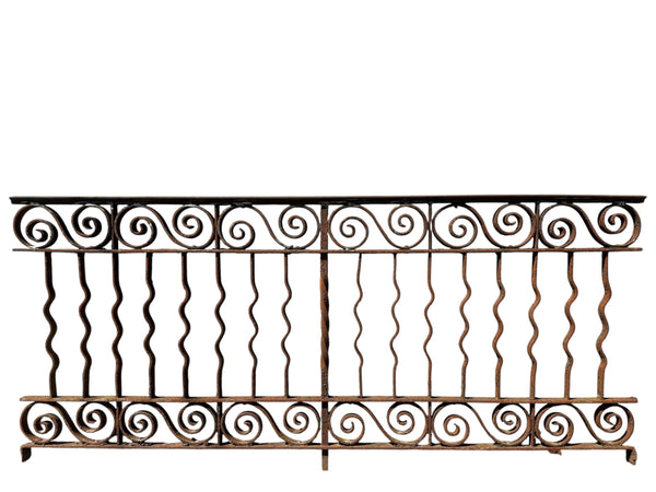 Antique Wrought Iron Fencing Panel - 68" Long x 31" Tall - GA21021