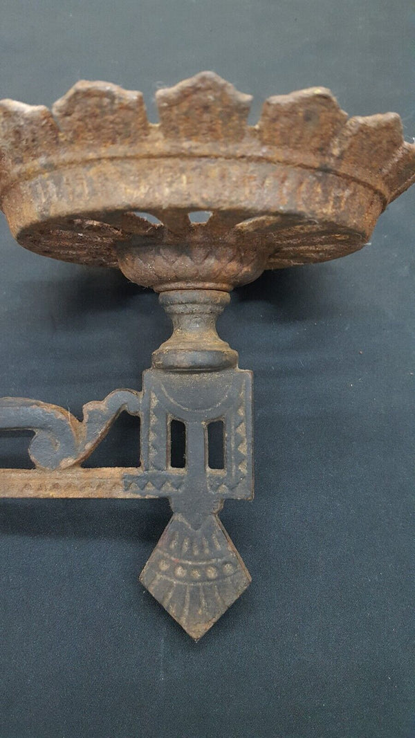 Victorian Ornate Cast Iron Double Oil Lamp Sconce with Wall Bracket