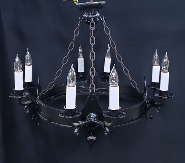 Gothic Style Wrought Iron 8 Light Chandelier 22" T x 28" GS00966