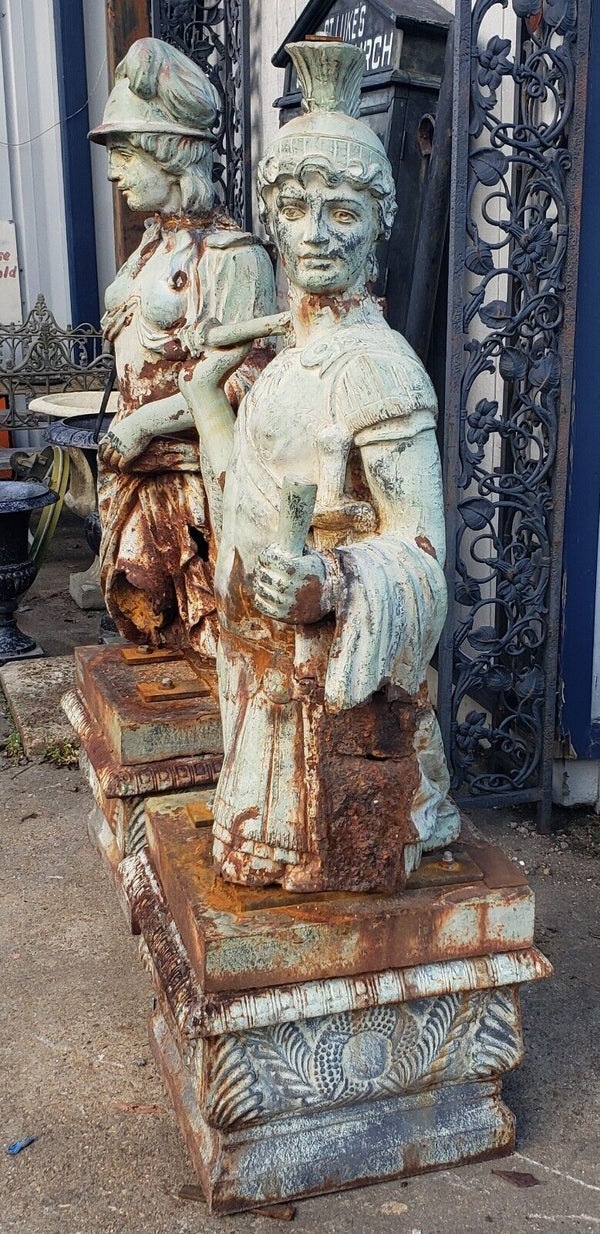 Cast Iron Custom Made Man & Woman Trojan Soldiers on Pedestals GS00747