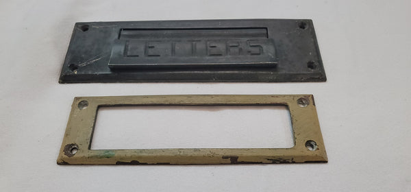 Vintage Brass Letter Mail Slot with Lettering & Framing 7 5/8" x 2 3/8" GS00592