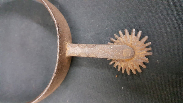 Original Confederate Cavalry Raking Spur With Horizontal Rowel & Leather Band