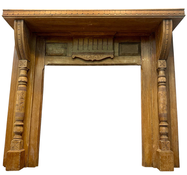 19th Century Restored Eastlake Carved Wood Fireplace Mantel GA20965