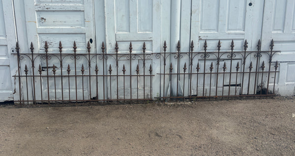 Ornate Antique Wrought Iron Fence Panels with Double Finials GA21213