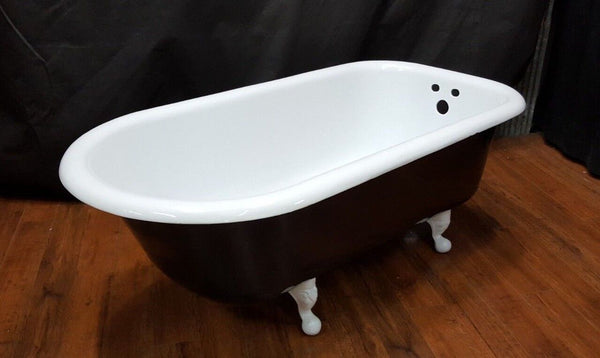 Restored Black & White Cast Iron Claw Foot Bathtub 60" x 30" x 22"