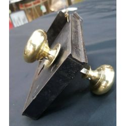 Restored Carpenter Rim Lock Set w/ Knobs Key & Keeper 5" x 4 1/4" GA4378
