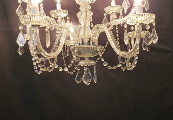 Restored Ornate 10 Light Crystal Prism Chandelier 26" x 21"  GS00414