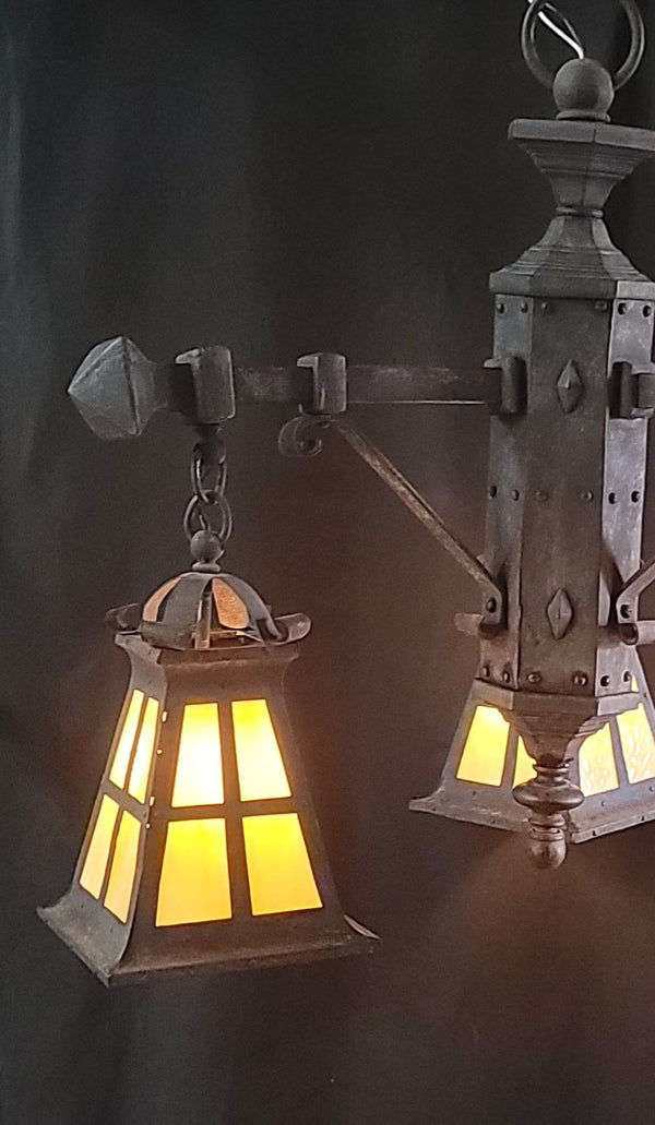 Gothic 3 Light Iron Chandelier w/ Matching Pendant Light 35" x 31" GS00952