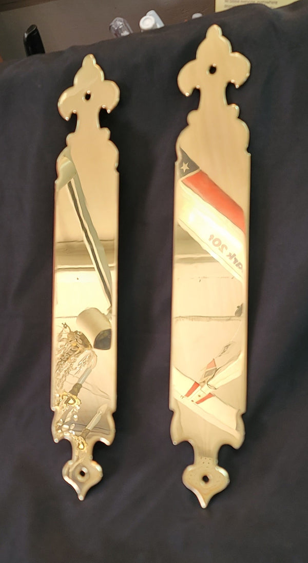 Pair of Restored Art Deco Brass Door Push Plates 12" x 2" GS01051