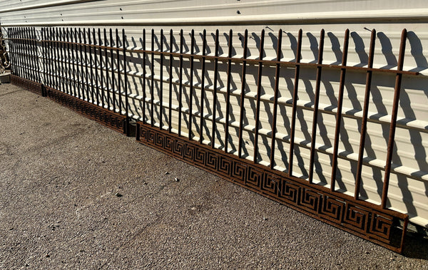 20 Feet of Antique Wrought Iron Fencing w/ Greek Key Design GA20788