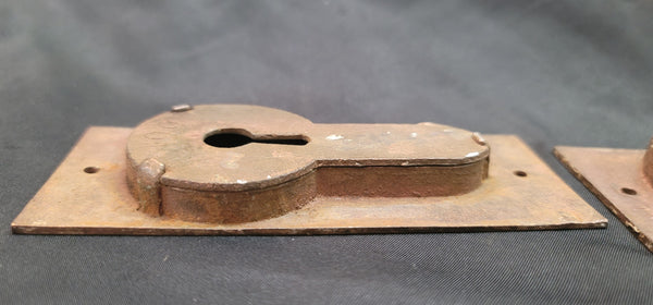 Pair of Restored Brass Keyhole Pocket Door Plates 4 3/4" x 1 9/16" GS00861