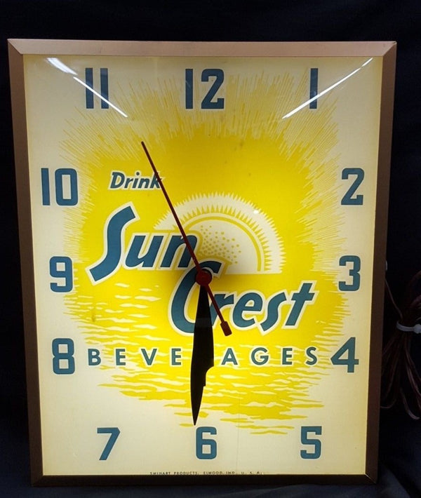 Vintage Drink Sun Crest Beverages Tall Rectangular Electrical Wall Clock GA21117