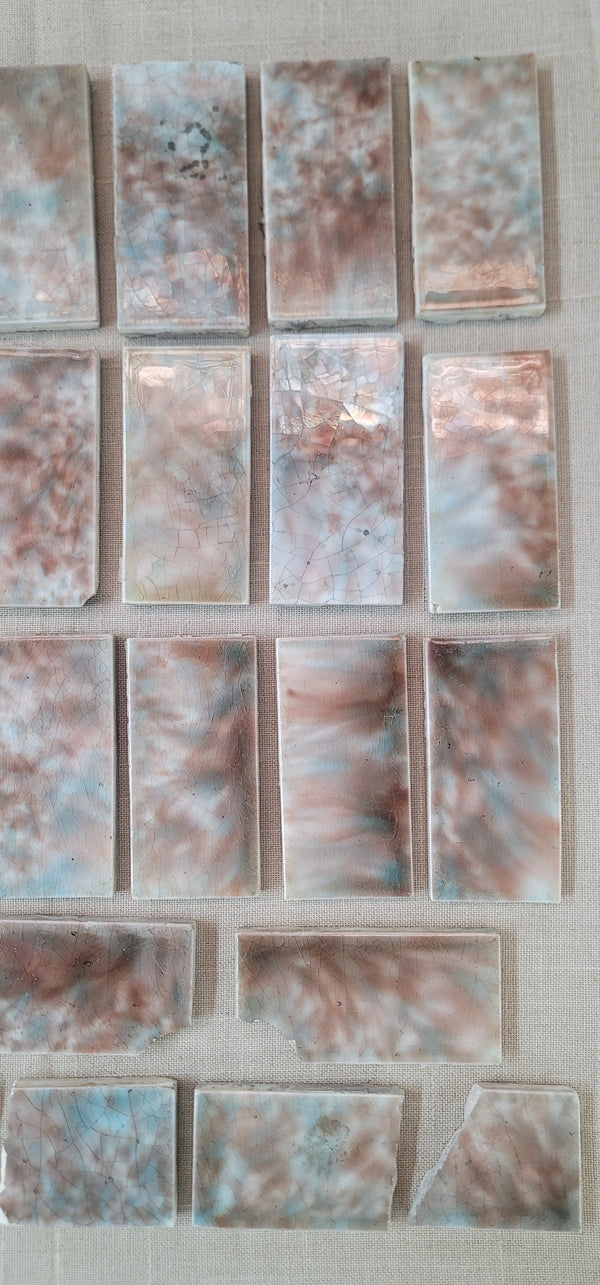 Set of 51 Glazed Fireplace Tiles w/ Mottled Design 4" x 2" GS010942