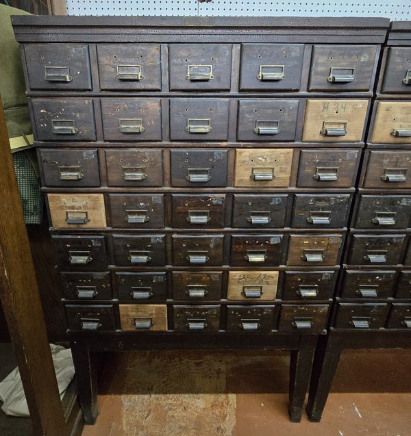 35 Drawer Catalog Bin Cabinet w/ Brass Hardware 47" x 67" x 18" GS00878