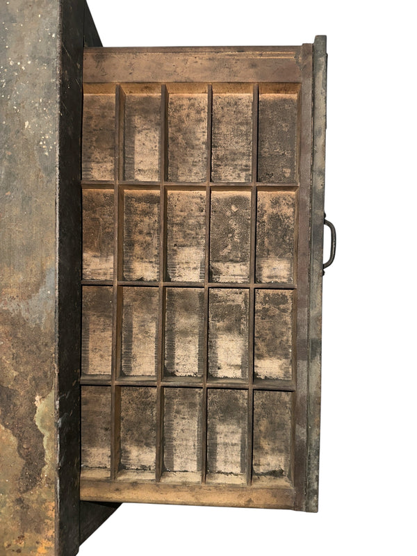 Antique Steel Printer's Typeset Cabinet GA20717